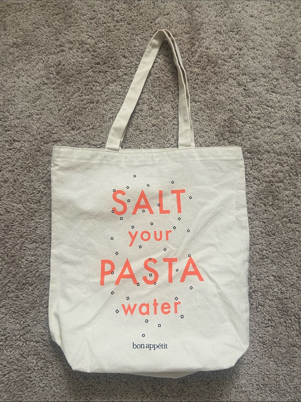 'Salt Your Pasta Water' Canvas Tote in Cream